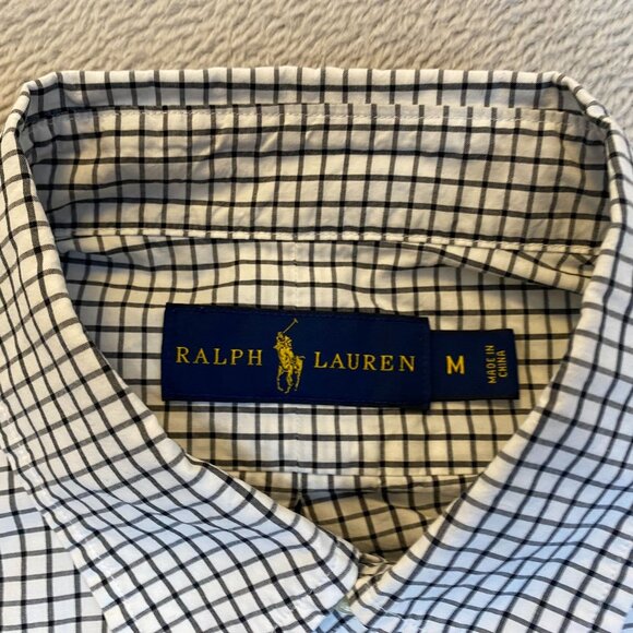 Polo Ralph Lauren Mens Shirt M Checkered Long-Sleeve Button-Down Cotton Classic - Picture 9 of 10